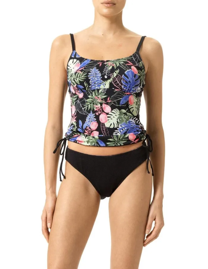 Hue Tropical Breeze Reversible Tankini Black Women Tops