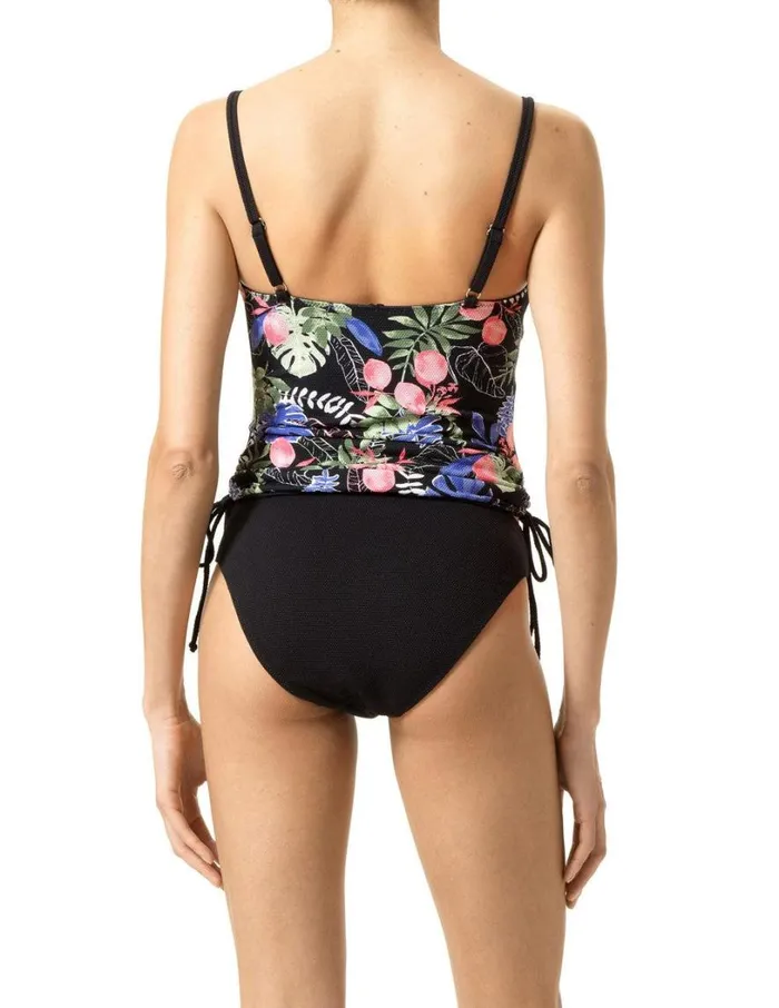 Hue Tropical Breeze Reversible Tankini Black Women Tops