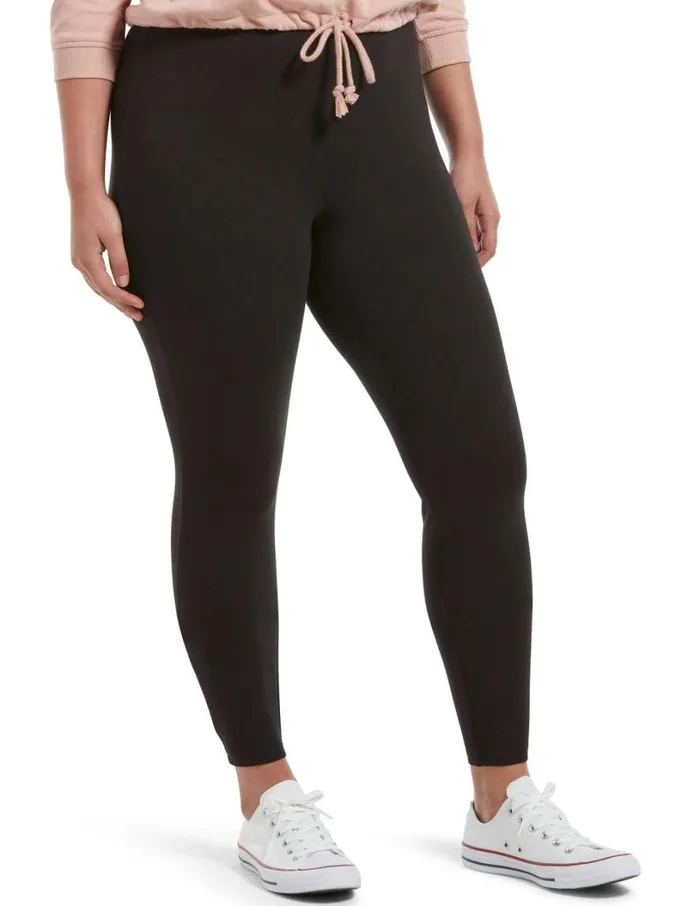 Hue Wide Waistband Blackout Cotton Leggings Black Women Cotton