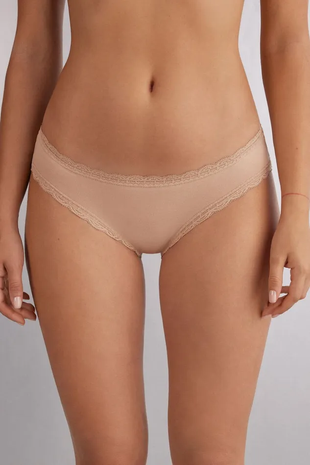 Intimissimi Bikini Panties Women Cotton And Lace Panties Natural 044 8211 Honey Soft Beige Intimissimi Bikini Panties Women Cotton And Lace Panties Natural 044 8211 Honey Soft Beige