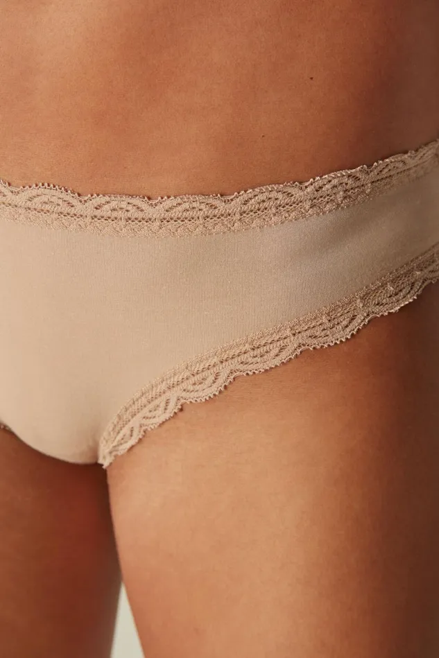 Intimissimi Bikini Panties Women Cotton And Lace Panties Natural 044 8211 Honey Soft Beige