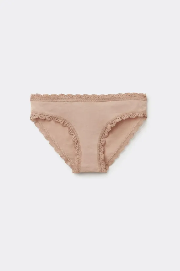 Intimissimi Bikini Panties Women Cotton And Lace Panties Natural 044 8211 Honey Soft Beige