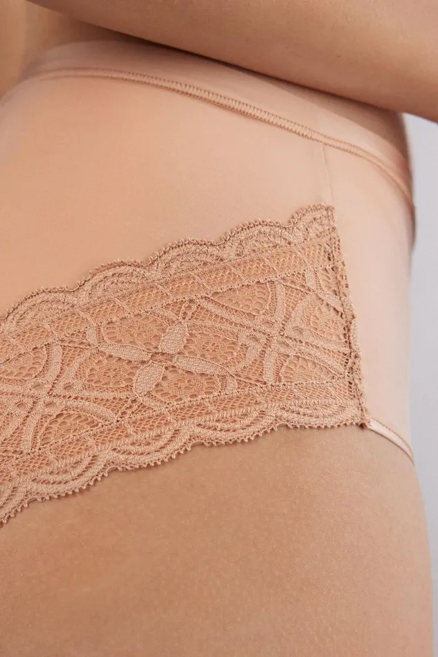 Intimissimi Bikini Panties Women High Waist Panties In Ultralight Microfiber With Lace Natural 044 8211 Honey Soft Beige