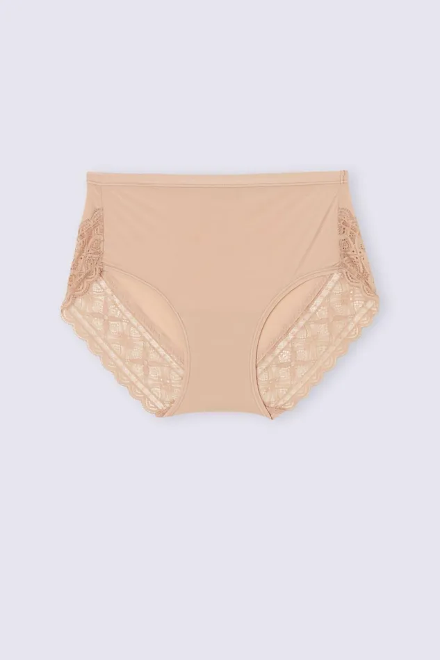 Intimissimi Bikini Panties Women High Waist Panties In Ultralight Microfiber With Lace Natural 044 8211 Honey Soft Beige