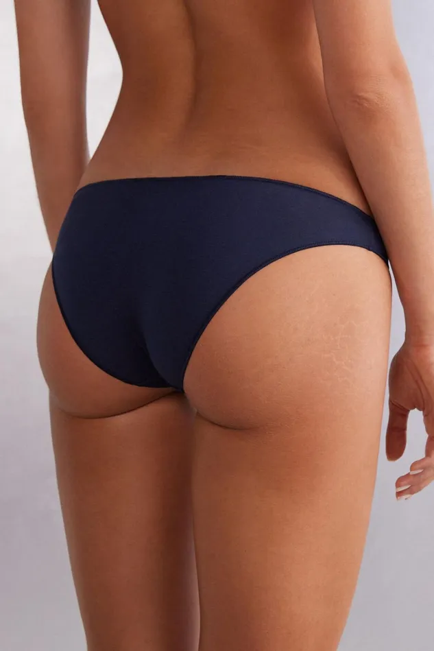 Intimissimi Bikini Panties Women Low Rise Cotton Panties Blue 1467 8211 Intense Blue