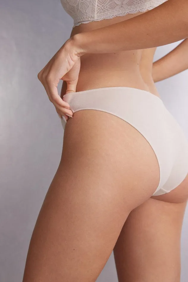Intimissimi Bikini Panties Women Low Rise Cotton Panties Natural 2280 8211 Avorio Crema