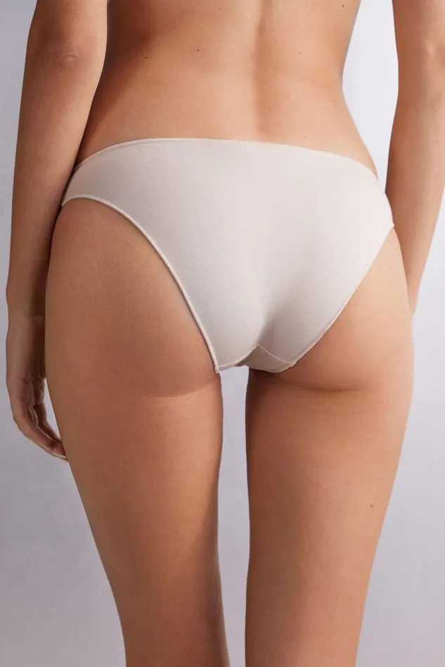 Intimissimi Bikini Panties Women Low Rise Cotton Panties Natural 2280 8211 Avorio Crema