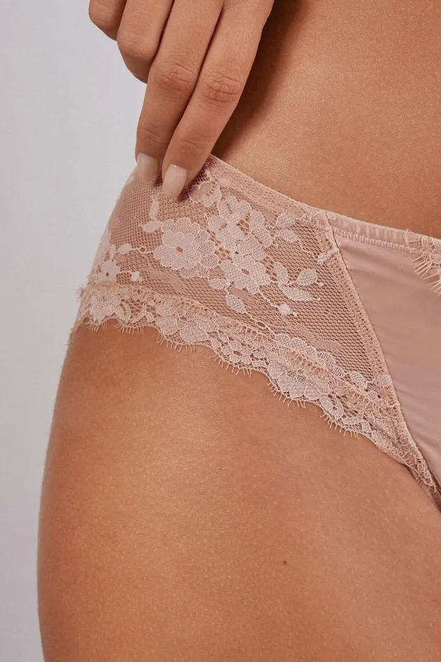 Intimissimi Bikini Panties Women Satin Meets Lace Panties Pale Pink 655j 8211 Cameo Rose