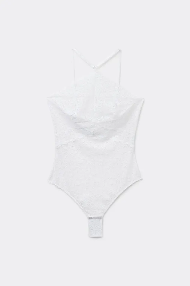Intimissimi Bodysuits Women Flower Paisley Lace Bodysuit White 001 8211 White