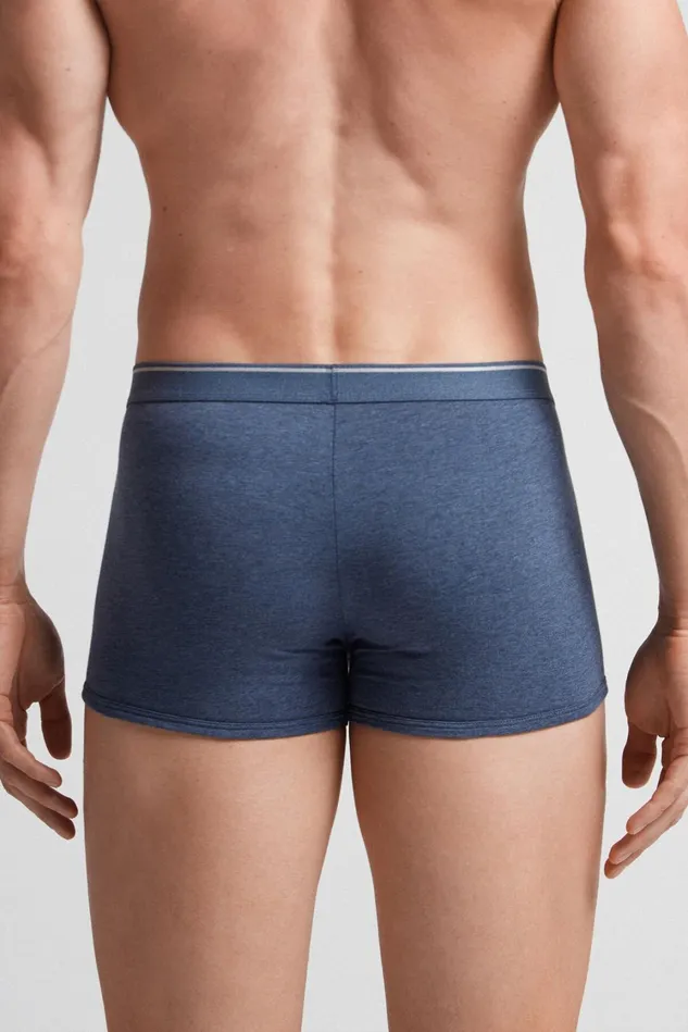 Intimissimi Boxers Men Superior Cotton Boxers With Exposed Elastic Blue 081i 8211 Denim Blue Blendlight Grey Blend
