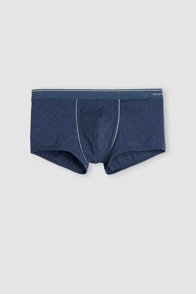 Intimissimi Boxers Men Superior Cotton Boxers With Exposed Elastic Blue 081i 8211 Denim Blue Blendlight Grey Blend