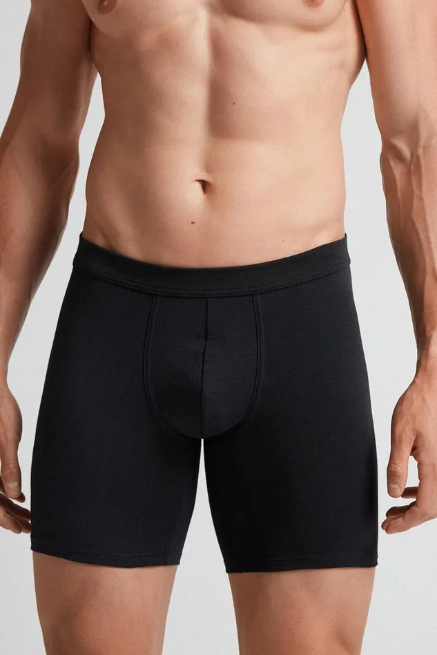 Intimissimi Boxers Men Superior Cotton Long Boxers Black 019 8211 Black