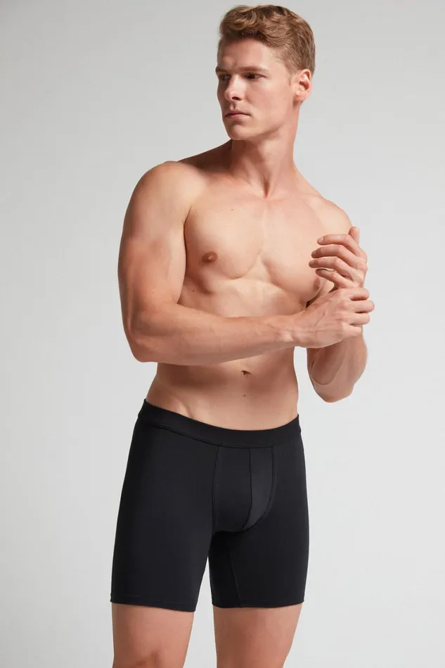 Intimissimi Boxers Men Superior Cotton Long Boxers Black 019 8211 Black