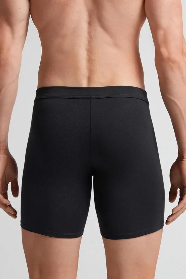 Intimissimi Boxers Men Superior Cotton Long Boxers Black 019 8211 Black