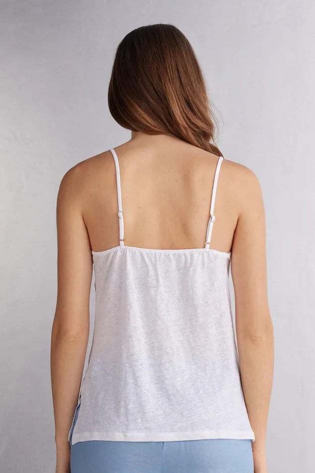 Intimissimi Camisoles Tank Tops Women Linen VNeck Top White 001 8211 White