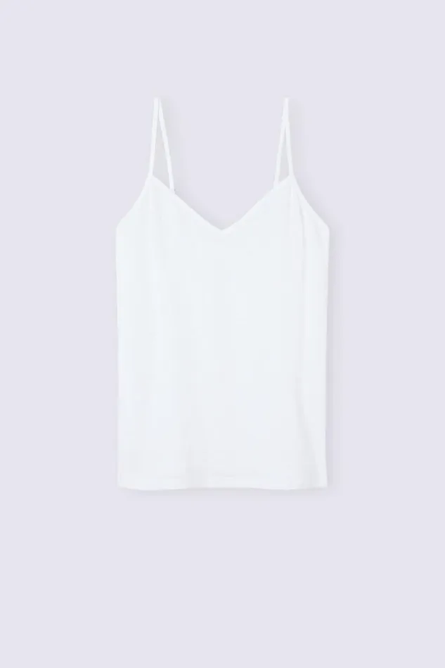 Intimissimi Camisoles Tank Tops Women Linen VNeck Top White 001 8211 White