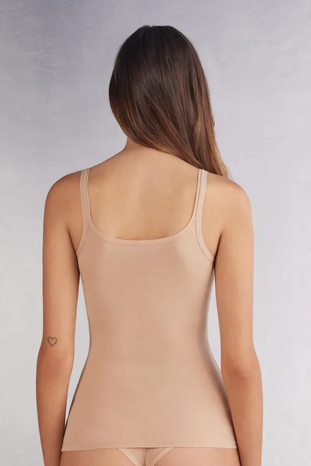 Intimissimi Camisoles Tank Tops Women Ultralight Cotton Top Natural 044 8211 Honey Soft Beige