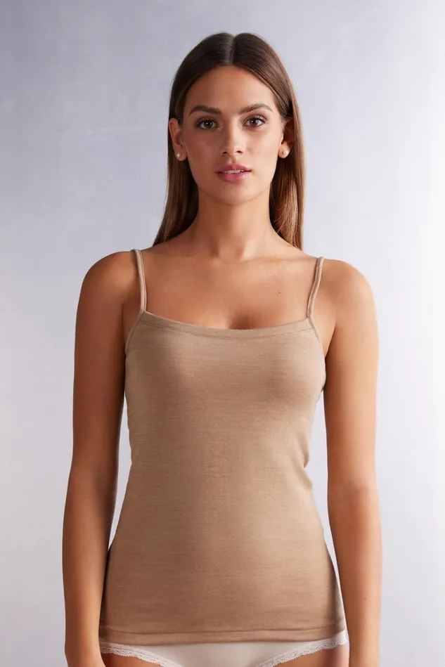 Intimissimi Camisoles Tank Tops Women Wool and Cotton Camisole Brown 2328 8211 Camel Intimissimi Camisoles Tank Tops Women Wool and Cotton Camisole Brown 2328 8211 Camel