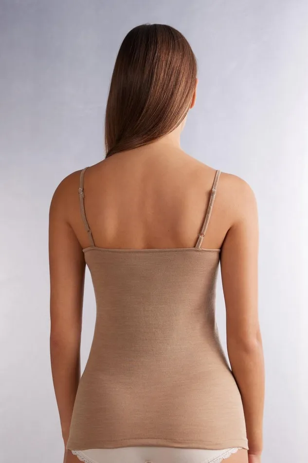 Intimissimi Camisoles Tank Tops Women Wool and Cotton Camisole Brown 2328 8211 Camel