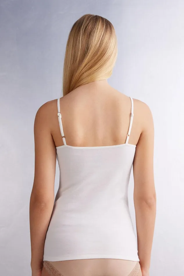 Intimissimi Camisoles Tank Tops Women Wool and Cotton Camisole Ivory 2127 8211 Talc White