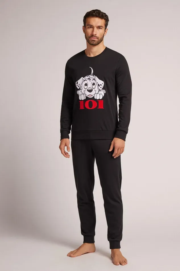 Intimissimi Long Pajamas Men 101 Dalmatians Disney Cotton Full Length Pajamas Black 019 8211 Black