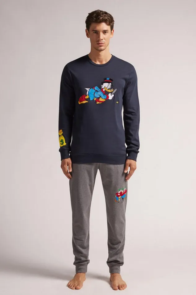 Intimissimi Long Pajamas Men Scrooge Mcduck Disney Full Length Cotton Pajamas Blue 800 8211 Blu Notte Intimissimi Long Pajamas Men Scrooge Mcduck Disney Full Length Cotton Pajamas Blue 800 8211 Blu Notte