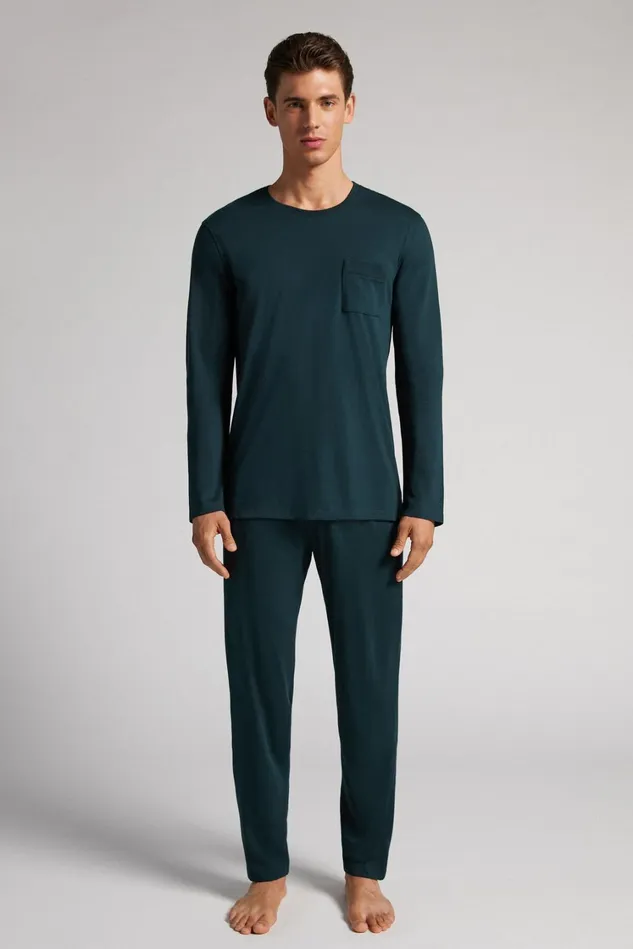 Intimissimi Long Pajamas Men Superior Cotton Full Length Pajamas Green 132j 8211 Verde Scuro Intimissimi Long Pajamas Men Superior Cotton Full Length Pajamas Green 132j 8211 Verde Scuro