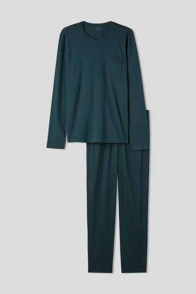 Intimissimi Long Pajamas Men Superior Cotton Full Length Pajamas Green 132j 8211 Verde Scuro
