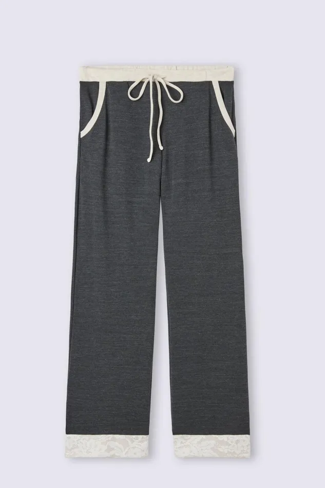 Intimissimi Long Pajamas Women Baby Its Cold Outside Modal And Wool Full Length Palazzo Pants Grey 461j 8211 Charcoal Grey Blend