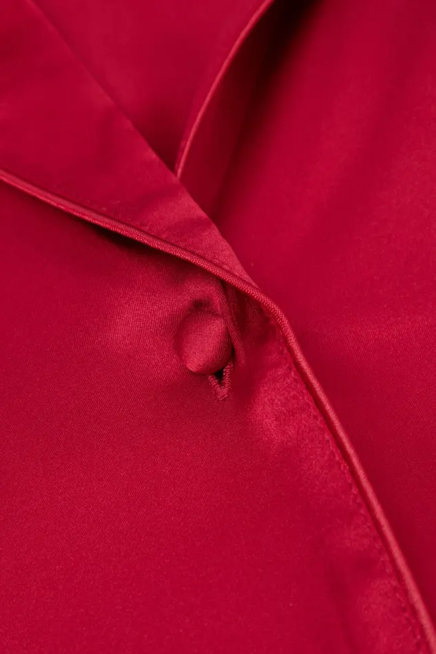 Intimissimi Long Pajamas Women MannishCut Jacket In Silk Satin Red 1473 8211 Rosso
