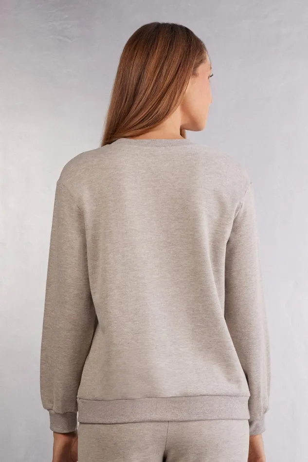 Intimissimi Long Pajamas Women Soft Chevron Long Sleeve Top Beige 775j 8211 Brown Melange