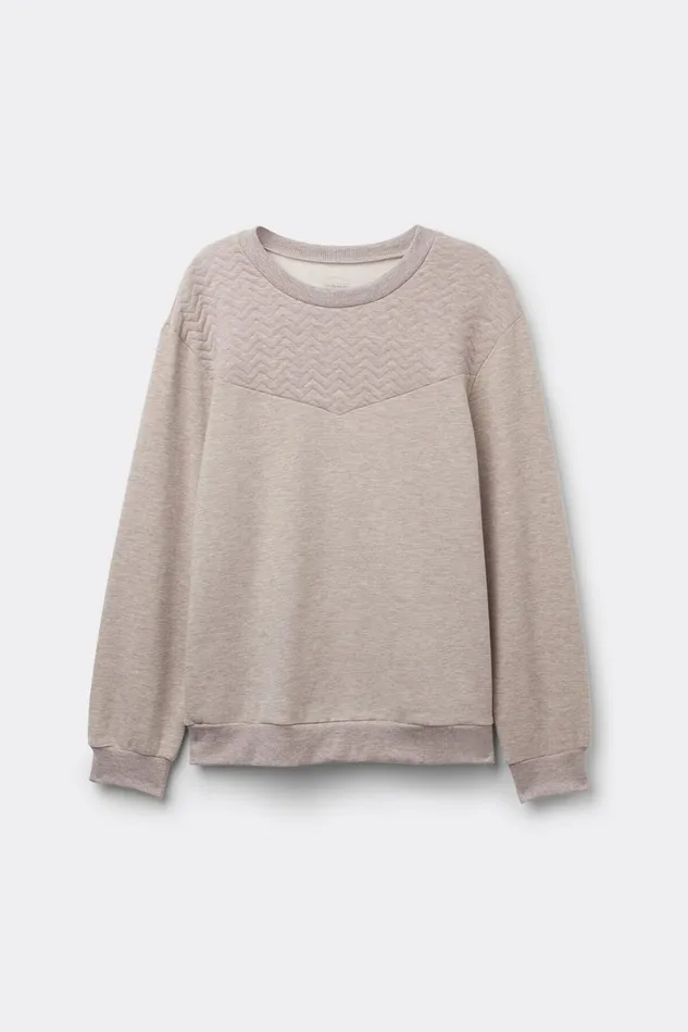 Intimissimi Long Pajamas Women Soft Chevron Long Sleeve Top Beige 775j 8211 Brown Melange
