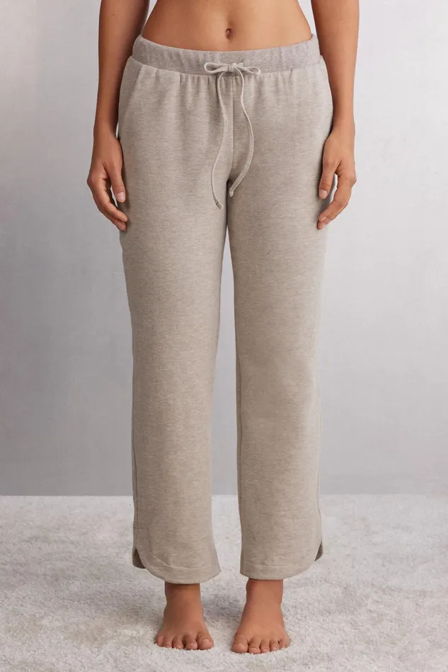 Intimissimi Long Pajamas Women Soft Chevron Straight Leg Pants Beige 775j 8211 Brown Melange