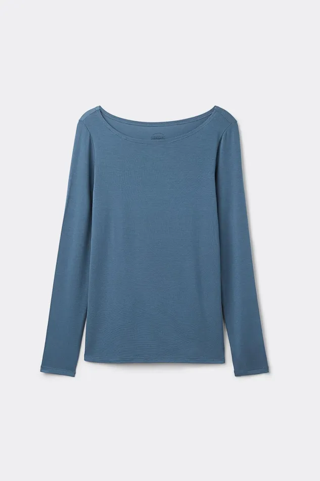 Intimissimi Long Sleeve Tops Women Long Sleeve Bateau Neck Top In Micromodal Blue 658j 8211 Lapis Blue