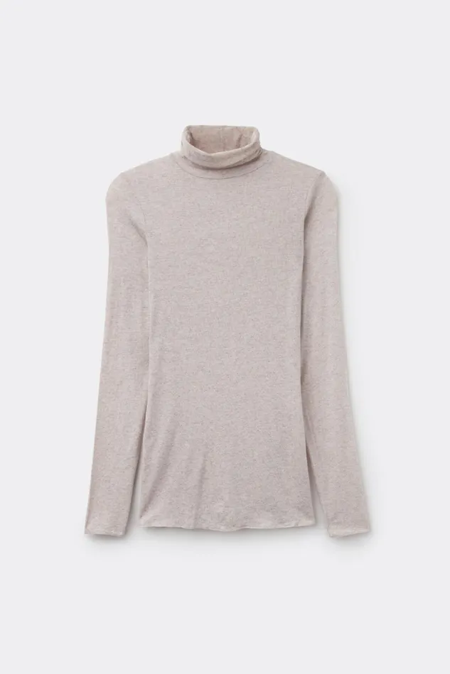 Intimissimi Long Sleeve Tops Women Modal Cashmere Ultralight HighNeck Top Natural 7525 8211 Heather Shell Beige