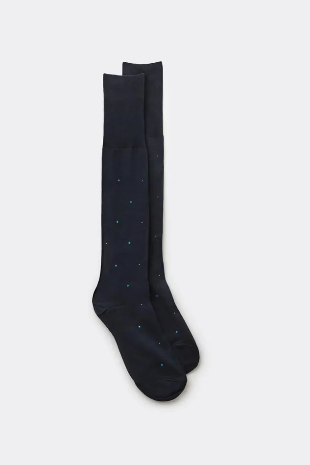 Intimissimi Long Socks Men Lisle Cotton Knee Socks Print 726j 8211 Blu Scuro Stampa Micro Fiore Intimissimi Long Socks Men Lisle Cotton Knee Socks Print 726j 8211 Blu Scuro Stampa Micro Fiore