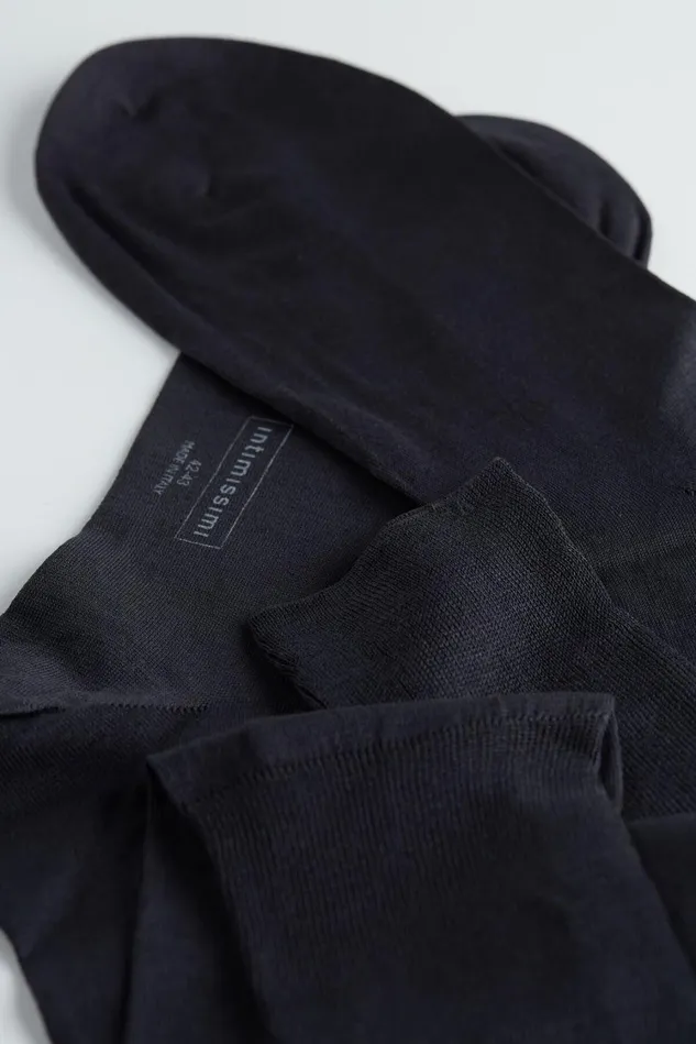 Intimissimi Long Socks Men Tall Sateen Egyptian Cotton Socks Grey 780 8211 Anthracite