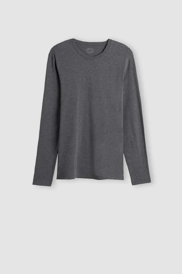 Intimissimi Pajama Separates Men Superior Cotton Long Sleeve Top Dark Grey 5227 8211 Heathered Graphite Grey