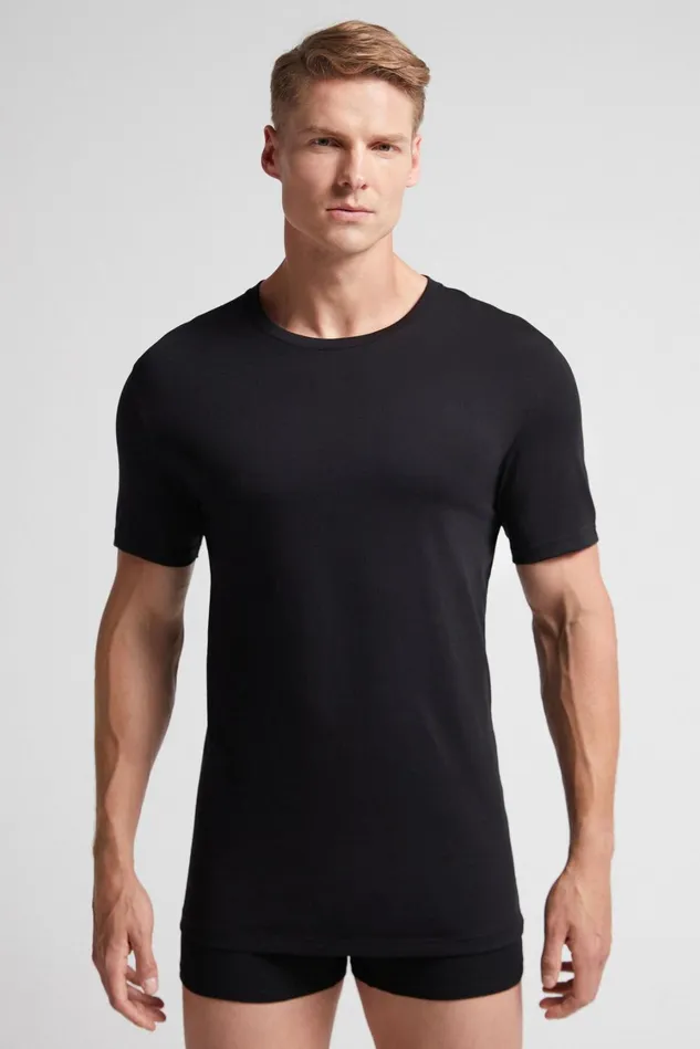 Intimissimi Pajama Separates Men Superior Cotton TShirt Black 019 8211 Black
