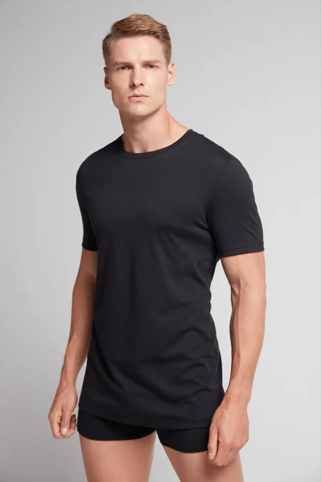 Intimissimi Pajama Separates Men Superior Cotton TShirt Black 019 8211 Black