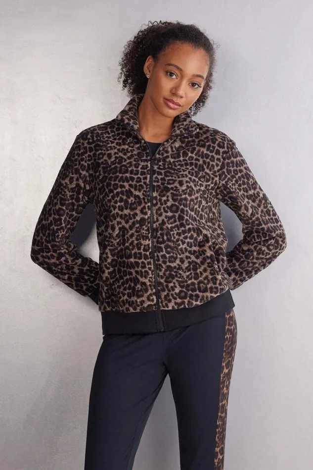 Intimissimi Robes Kimonos Women Luxurious Leopard Dappled Fleece Bomber Jacket Print 769j 8211 Stampa Luxurious Leopard
