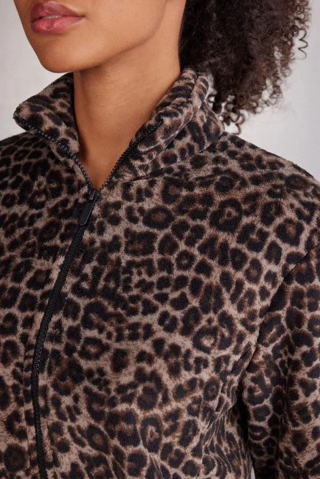 Intimissimi Robes Kimonos Women Luxurious Leopard Dappled Fleece Bomber Jacket Print 769j 8211 Stampa Luxurious Leopard