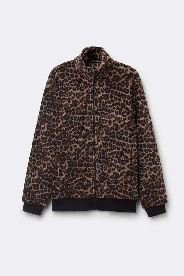 Intimissimi Robes Kimonos Women Luxurious Leopard Dappled Fleece Bomber Jacket Print 769j 8211 Stampa Luxurious Leopard