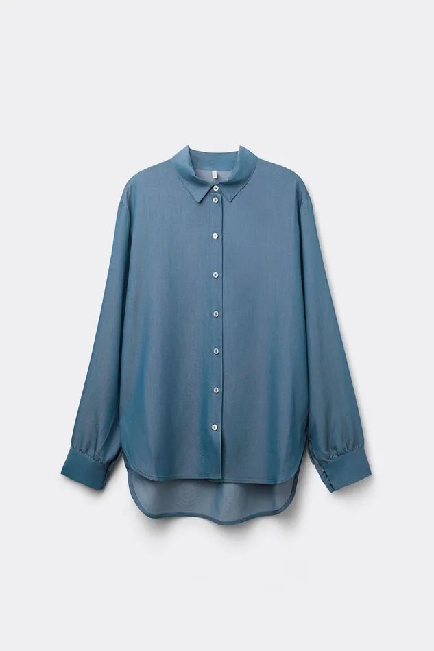 Intimissimi Shirts Women Flower Paisley Denim Fabric Shirt Blue 656j 8211 Denim Blue