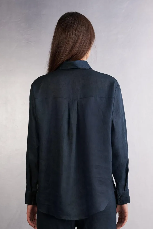 Intimissimi Shirts Women Linen Cloth Shirt Blue 243j 8211 Sailor Blue