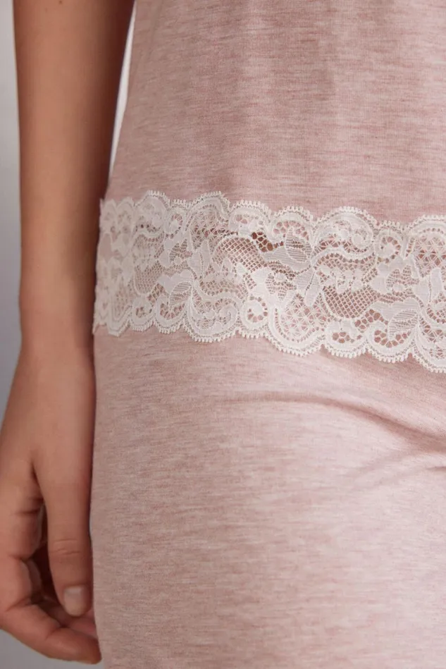 Intimissimi Short Pajamas Women Lace Trim Camisole In Modal Pale Pink 008j 8211 Heathered Light Pink
