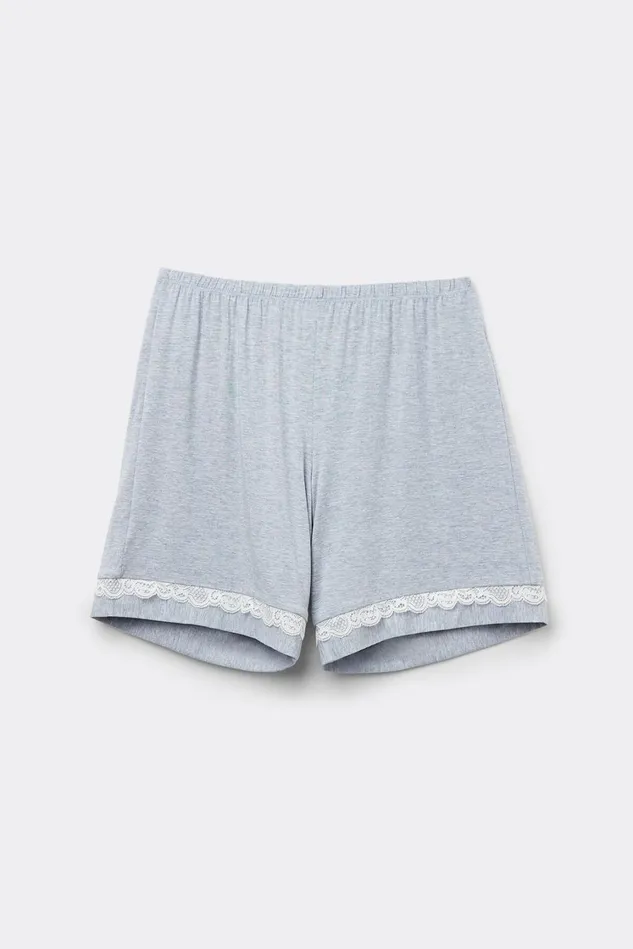 Intimissimi Short Pajamas Women Modal Shorts With Lace Details Light Blue 009j 8211 Heathered Light Blue