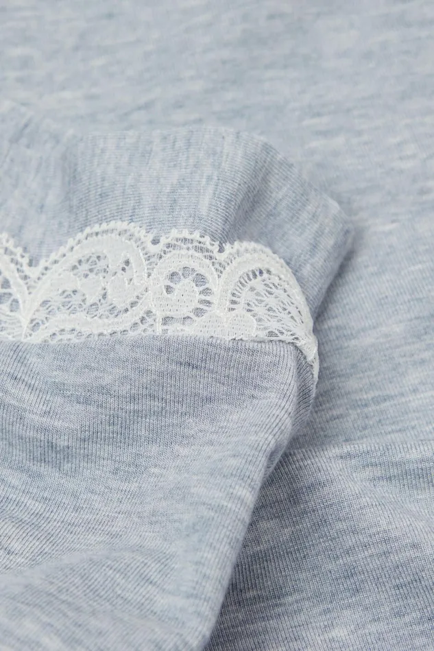 Intimissimi Short Pajamas Women Modal Shorts With Lace Details Light Blue 009j 8211 Heathered Light Blue