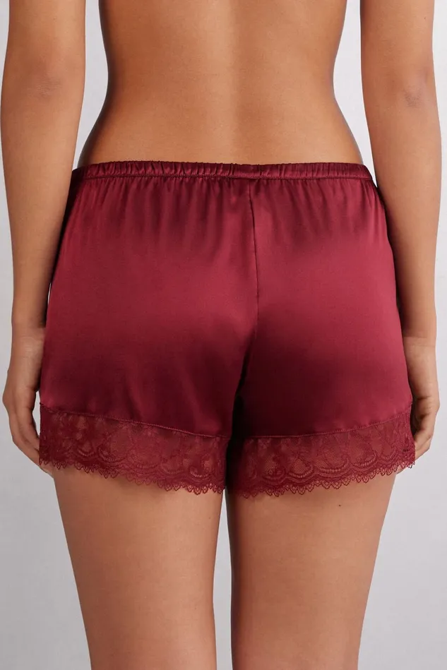 Intimissimi Short Pajamas Women She Is A Classic Silk And Lace Shorts Red 770j 8211 Vamp Red