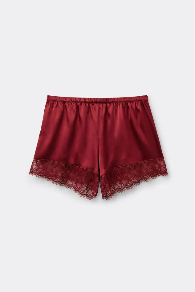 Intimissimi Short Pajamas Women She Is A Classic Silk And Lace Shorts Red 770j 8211 Vamp Red